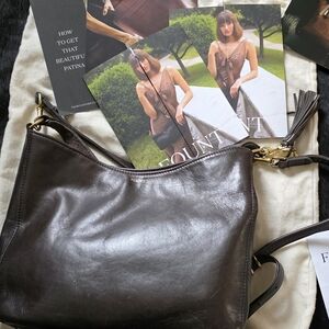 Elegant Dark Brown Leather Shoulder Bag